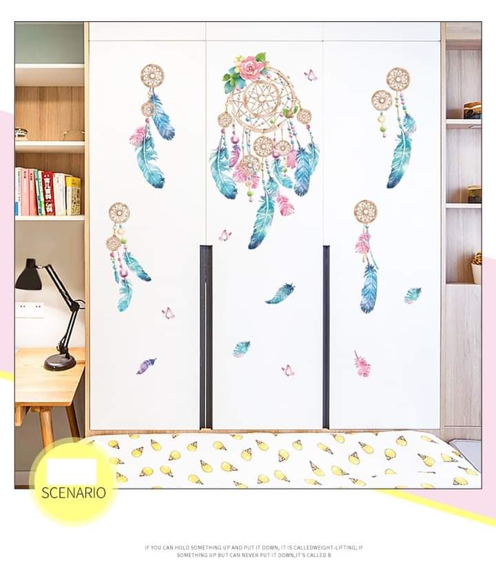 DECAL DÁN TƯỜNG LÔNG VŨ SẮC MÀU