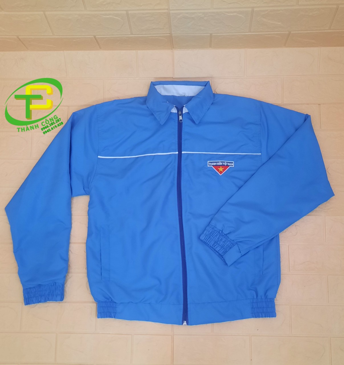 Áo khoác đoàn ( mẫu mới, Logo thêu), Áo gió đoàn thanh niên