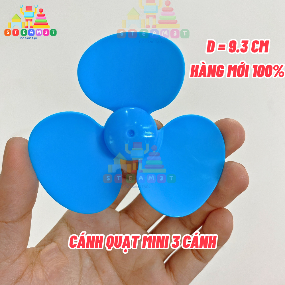 Cánh quạt mini 93mm 9.3cm trục 2mm 3 cánh xanh, diy quạt, làm mô hình steam - lk0660