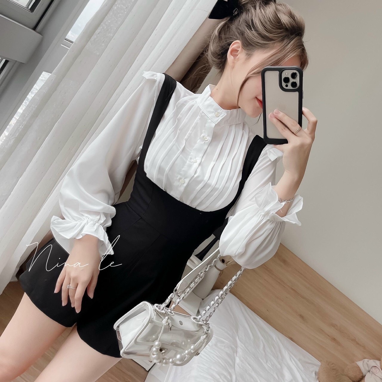 Sét Váy Jum Nhung Cứng Phối Áo Voan Tơ Lụa