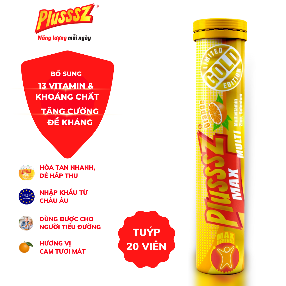[HSD: 31/08/2024] Viên Sủi Bọt Max Multivitamin Plusssz