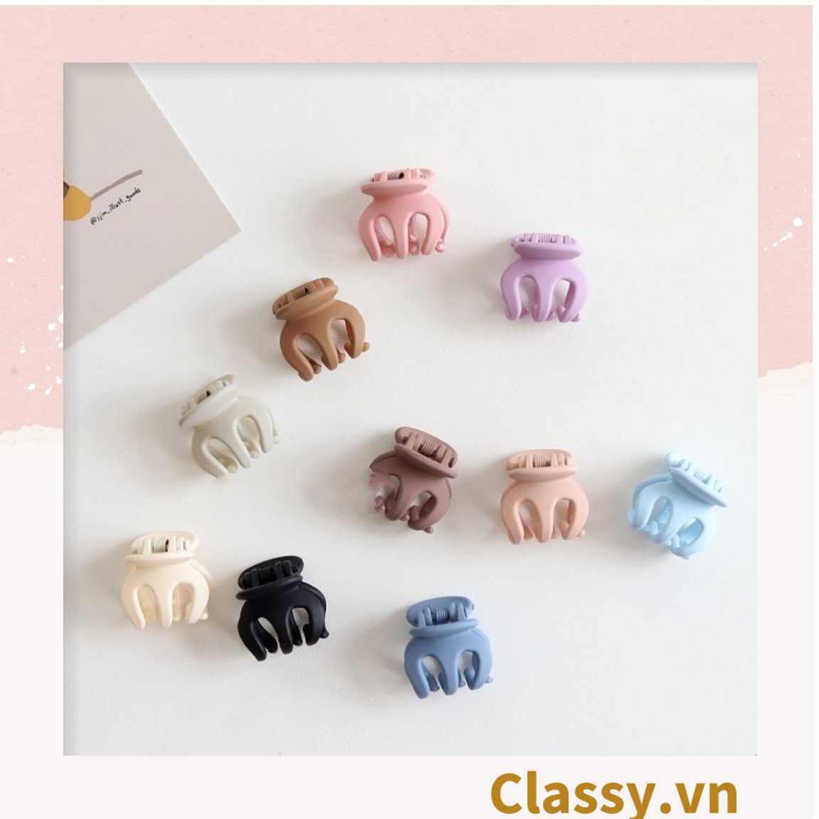 Classy Combo 10 kẹp càng cua, kẹp tóc nữ nhiều màu basic PK1628