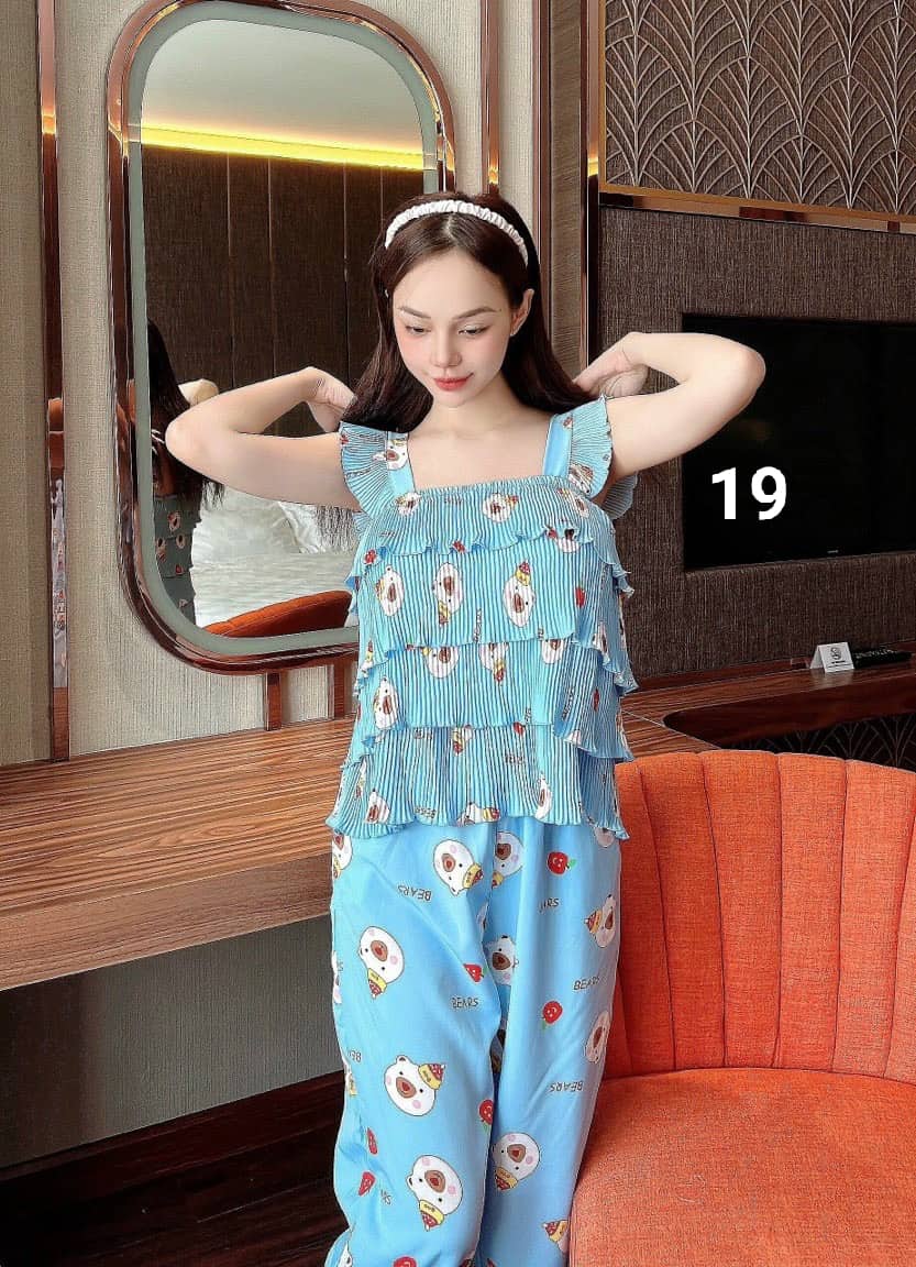 Bộ lụa dập ly- quần có túi- 40 đến 59kg