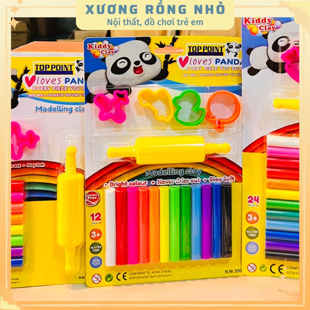Đất Sét Nặn 12 Màu kèm 4 khuôn và con lăn
