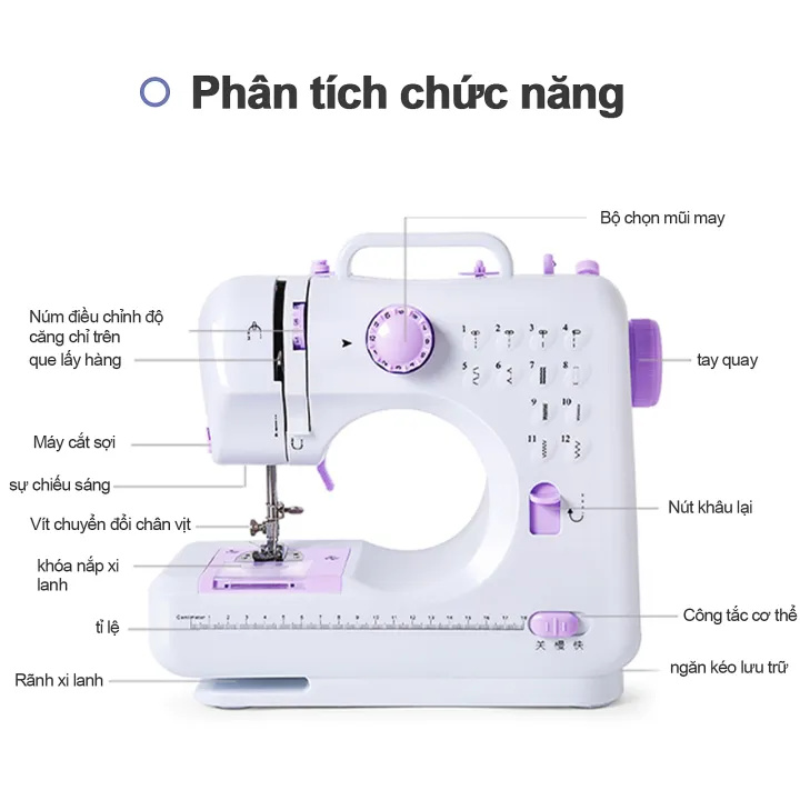 KAIMEIDI Electric Sewing Machine Micro Overlock Machine One-Key Reverse Function
