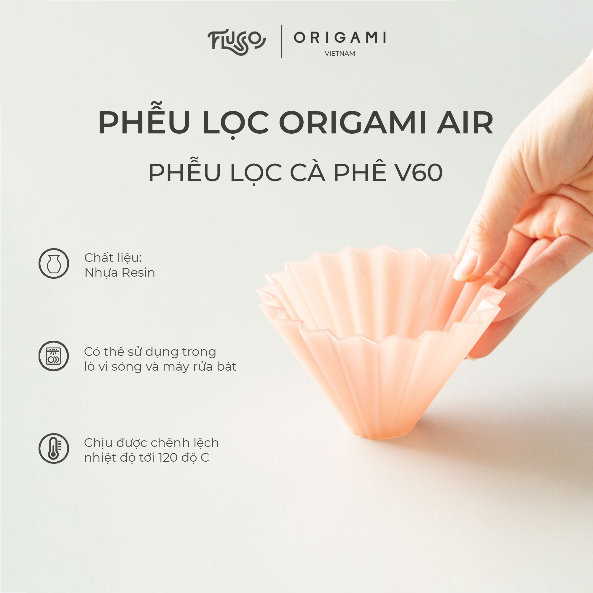 [ORIGAMI JAPAN] Phễu Lọc ORIGAMI Air - Phễu Lọc Cà Phê V60