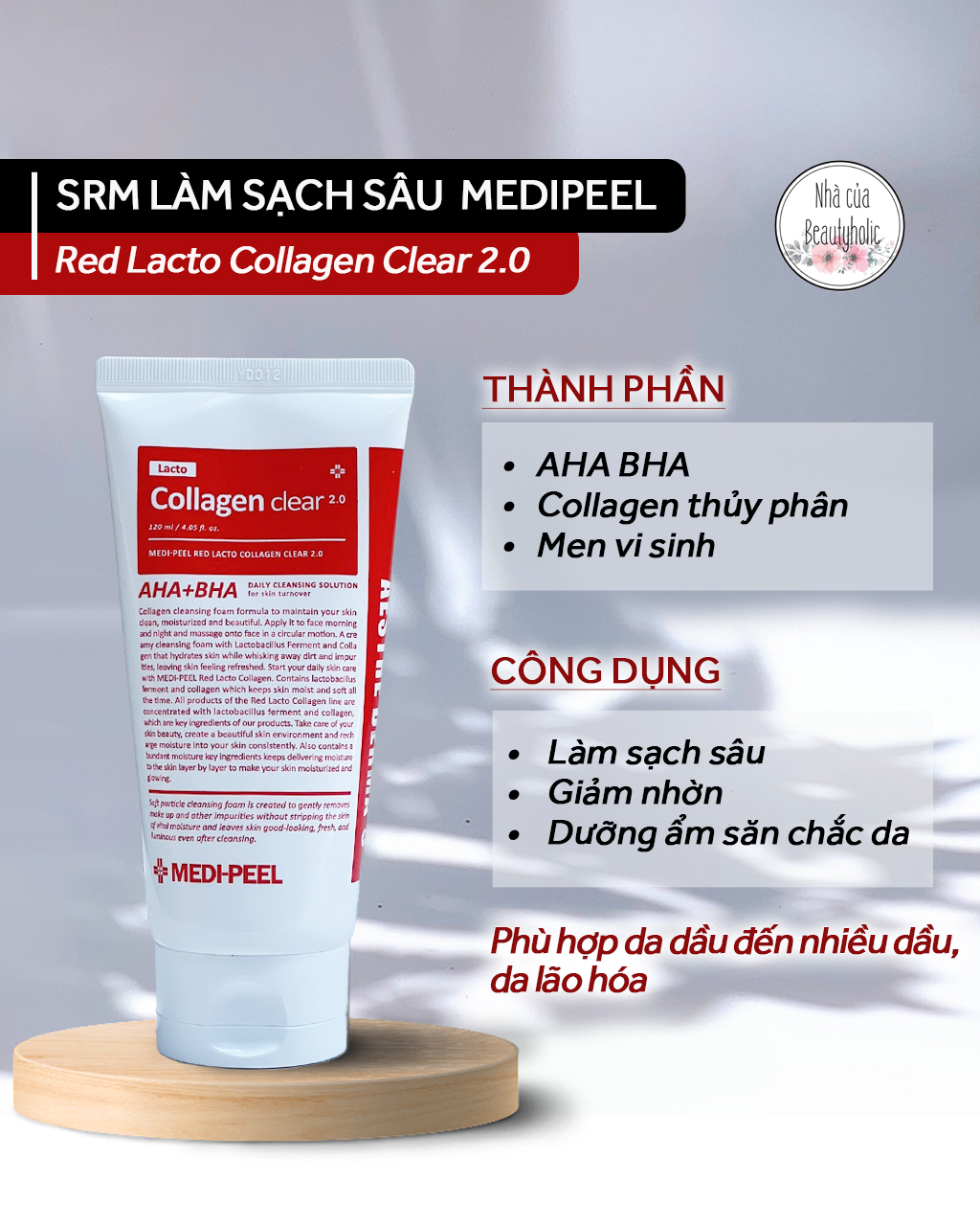 Sữa rửa mặt medipeel red lacto collagen clear 2.0