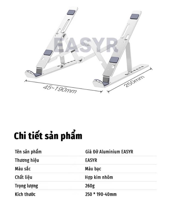 [HCM]Giá Đỡ Laptop Aluminium EASYR