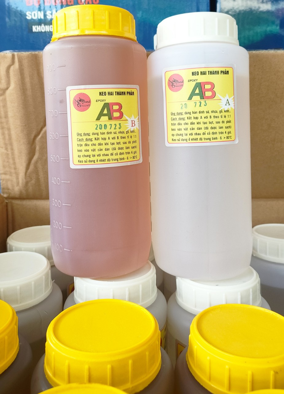 KEO DÁN GỖ 2 THÀNH PHẦN  EPOXY AB BỘ 2KG (1KGA:1KGB)