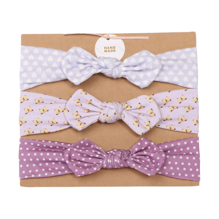 (BD01TE) Set 3 băng đô phối nơ cho bé gái