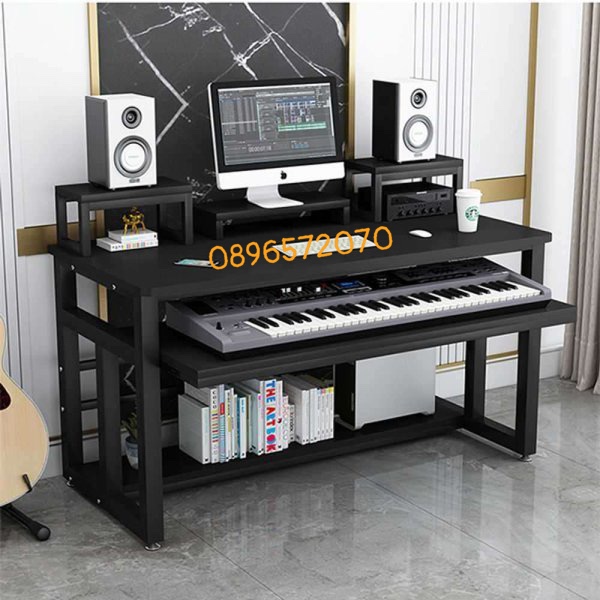 bàn làm việc studio bàn phòng thu kèm kệ.