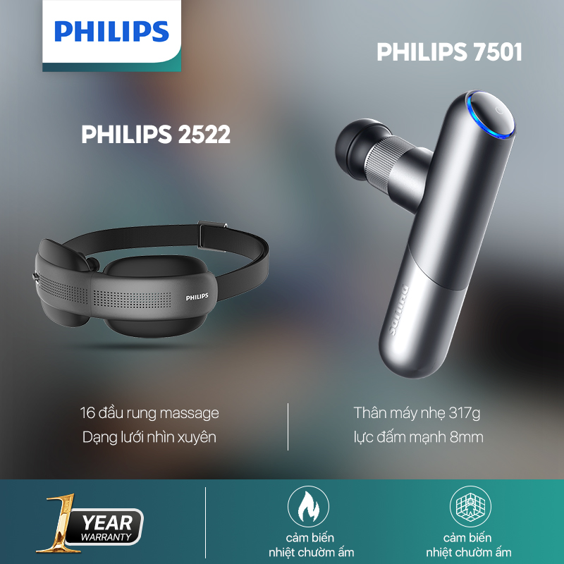 PHILIPS Máy Massage Mắt 2522+Máy Massage Cầm Tay Mini 7501
