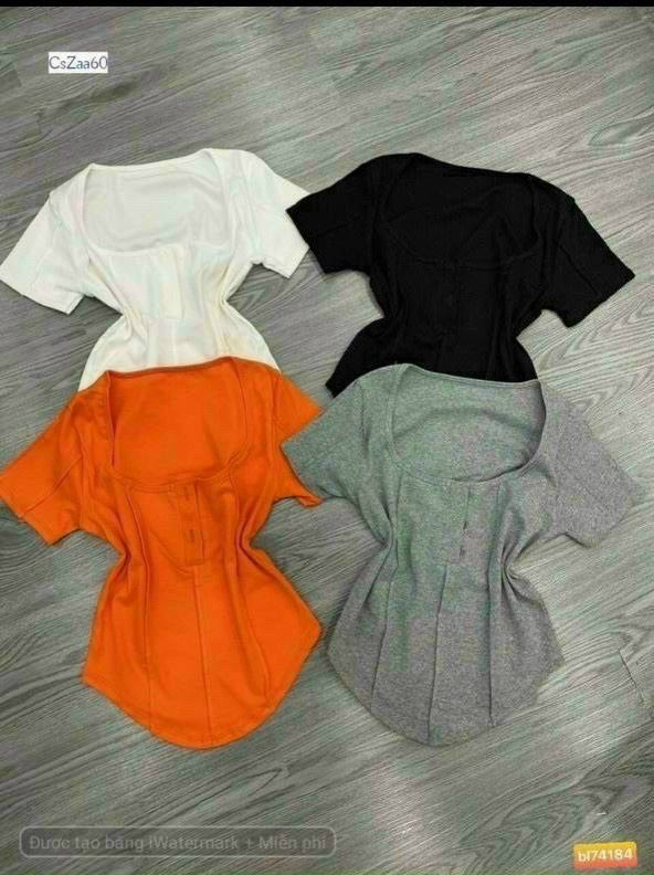 áo kiểu vạt bầu nút cổ vuông chất bozip thun mềm