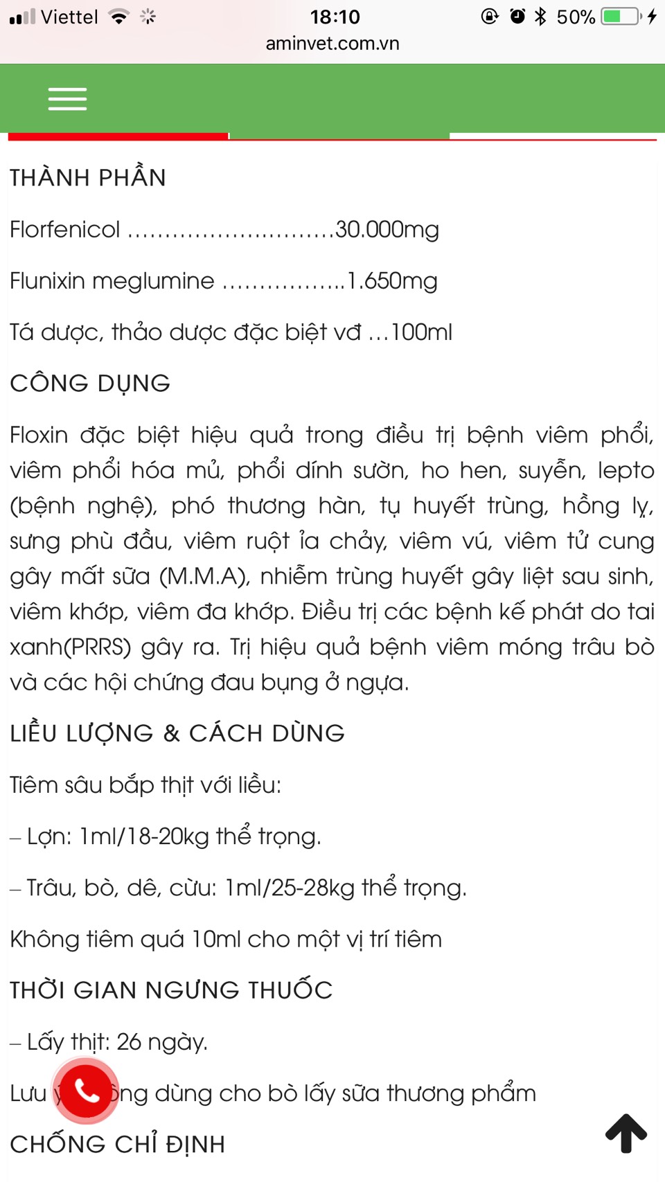 Flocin (flofenicol + flunixin) 20ml - chỉ dùng trong thú y