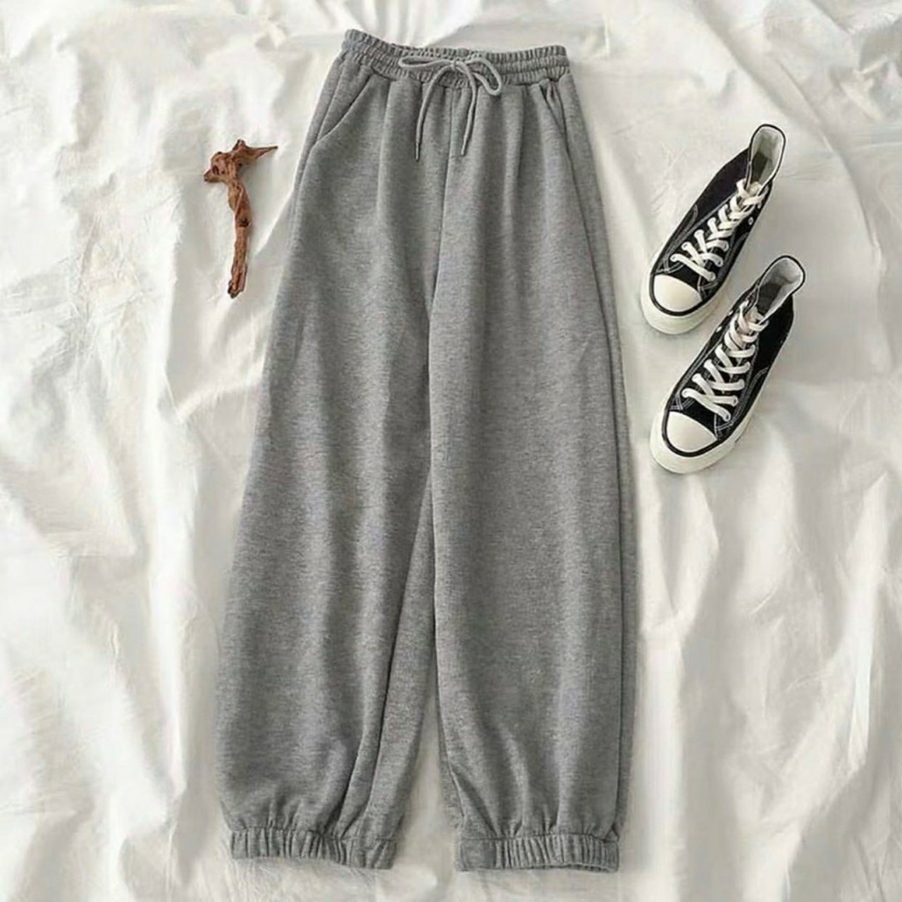 [4.4 Hoàn tiền 15%]quần ống rộng dáng jogger nữ trơn chất da cá 2 màu