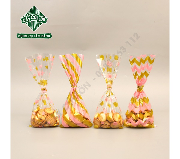 SET 50 TÚI KIẾNG SỌC MÀU 12.5X27CM (gồm dây kẽm)