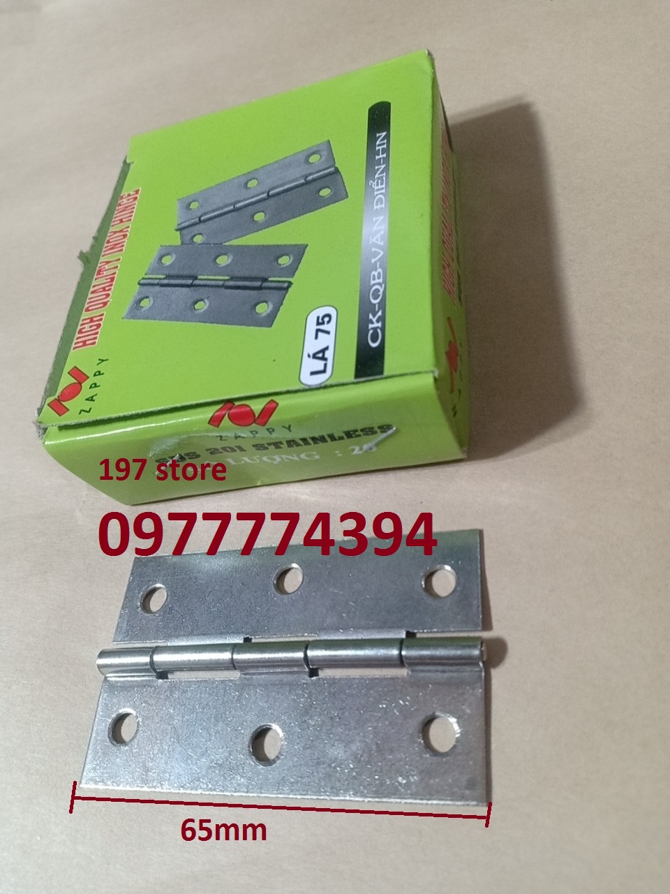 Bản Lề Lá inox 75 hộp 20 chiếc