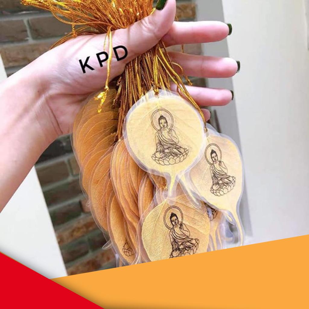 Lá bồ đề in hình phật dát vàng