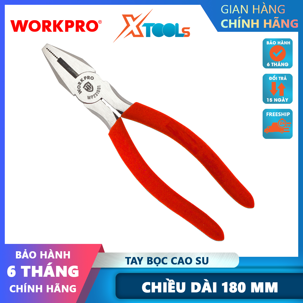 Kìm điện 7 inch 180mm Workpro