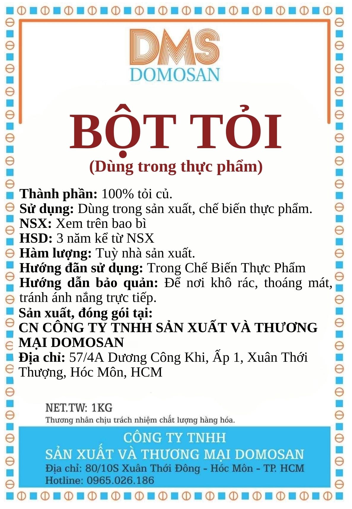 1KG BỘT TỎI - TỎI SẤY XAY MỊN
