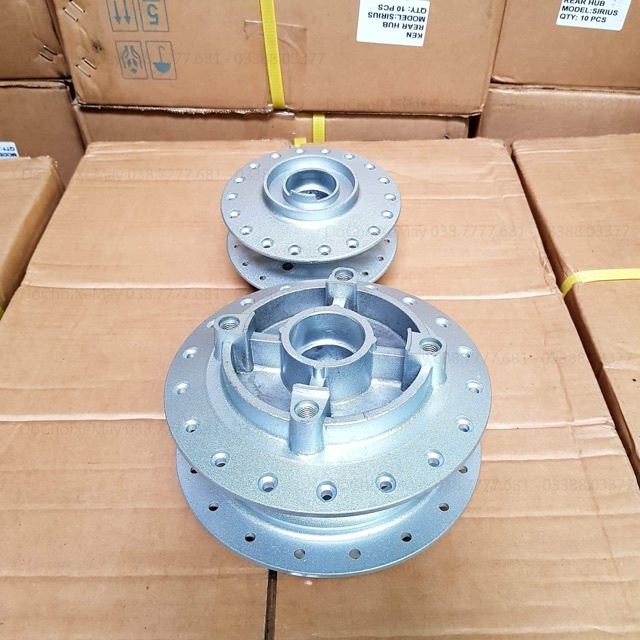 1 cặp đùm nhôm sơn bạc trước sau cho Exciter 135, Sirius, Jupiter gắn như Zin ko chế kiểu dáng X1R