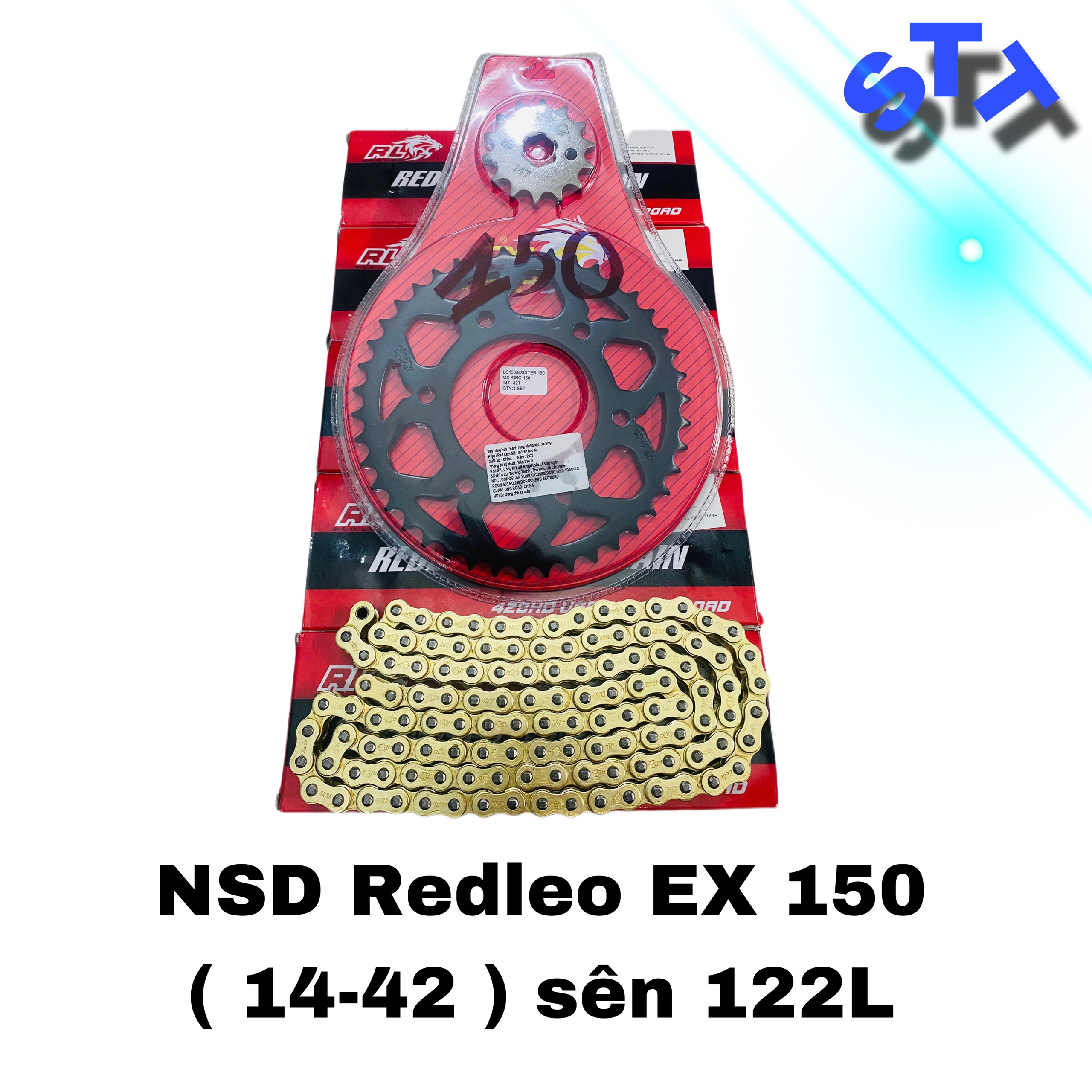 Nhông sên dĩa redleo ex 150 sên 10ly , 122 mắc , 100% tán đúc đi rất bền bĩ .