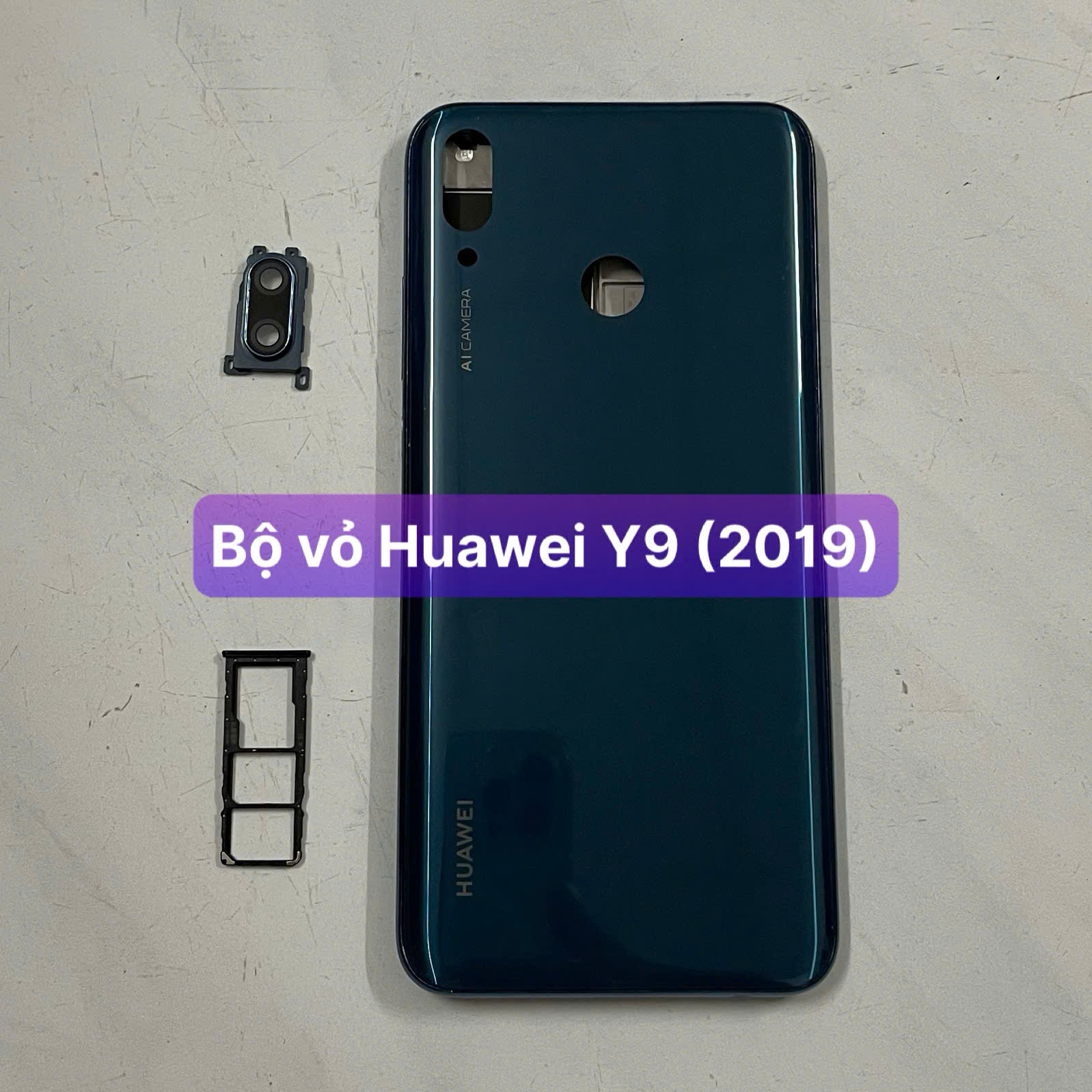 bộ vỏ xương huawei Y9 2019 kèm khay sim,phím,kính camera