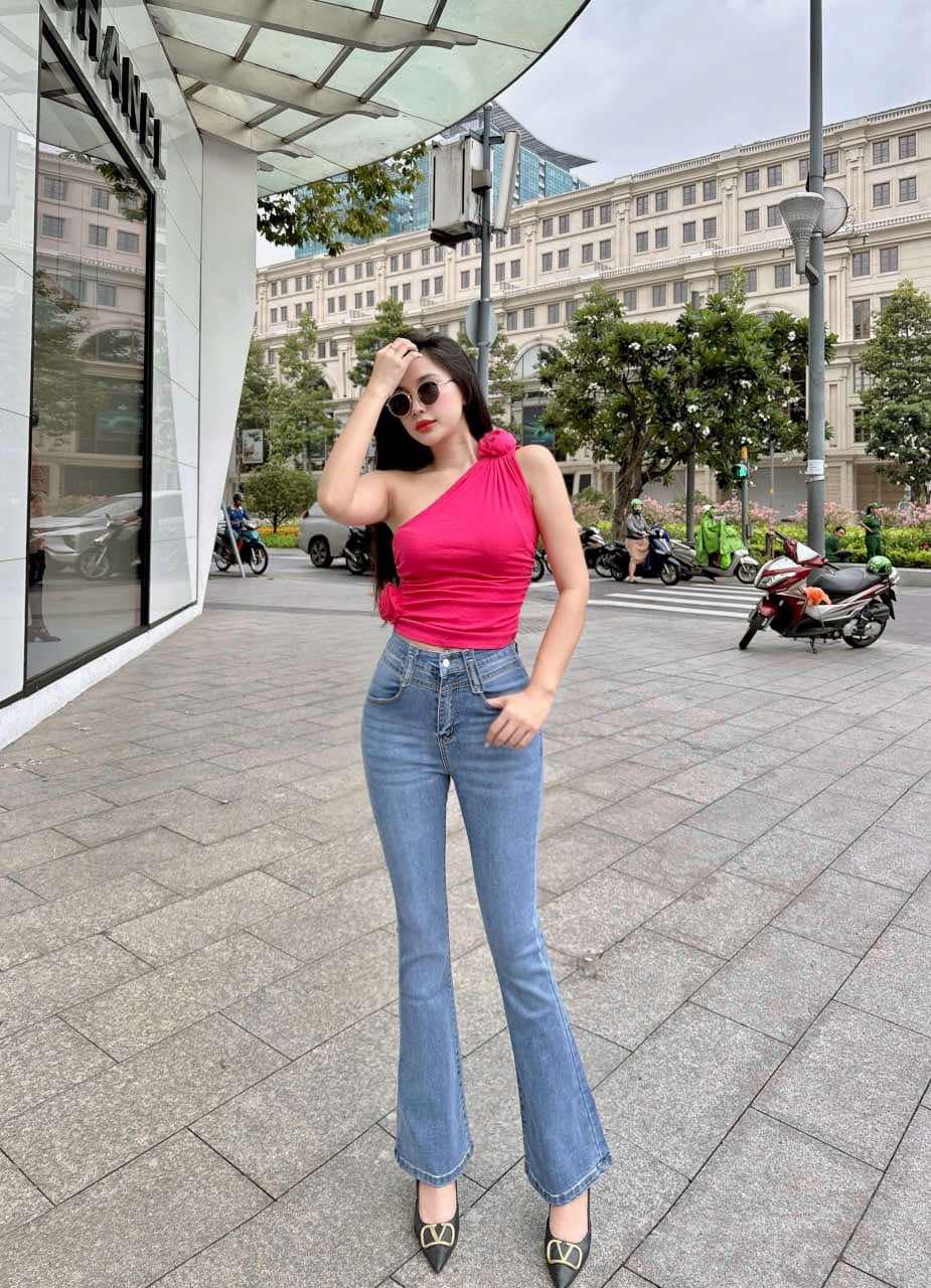 Quần jean, quần bò nữ lưng cao co giãn tôn dáng