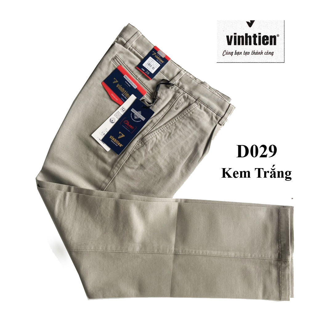 Quần Kaki Trơn Màu, Chít 1 Ly Trung Niên Vĩnh Tiến 499 Cotton, Mẫu Màu Vàng Bò