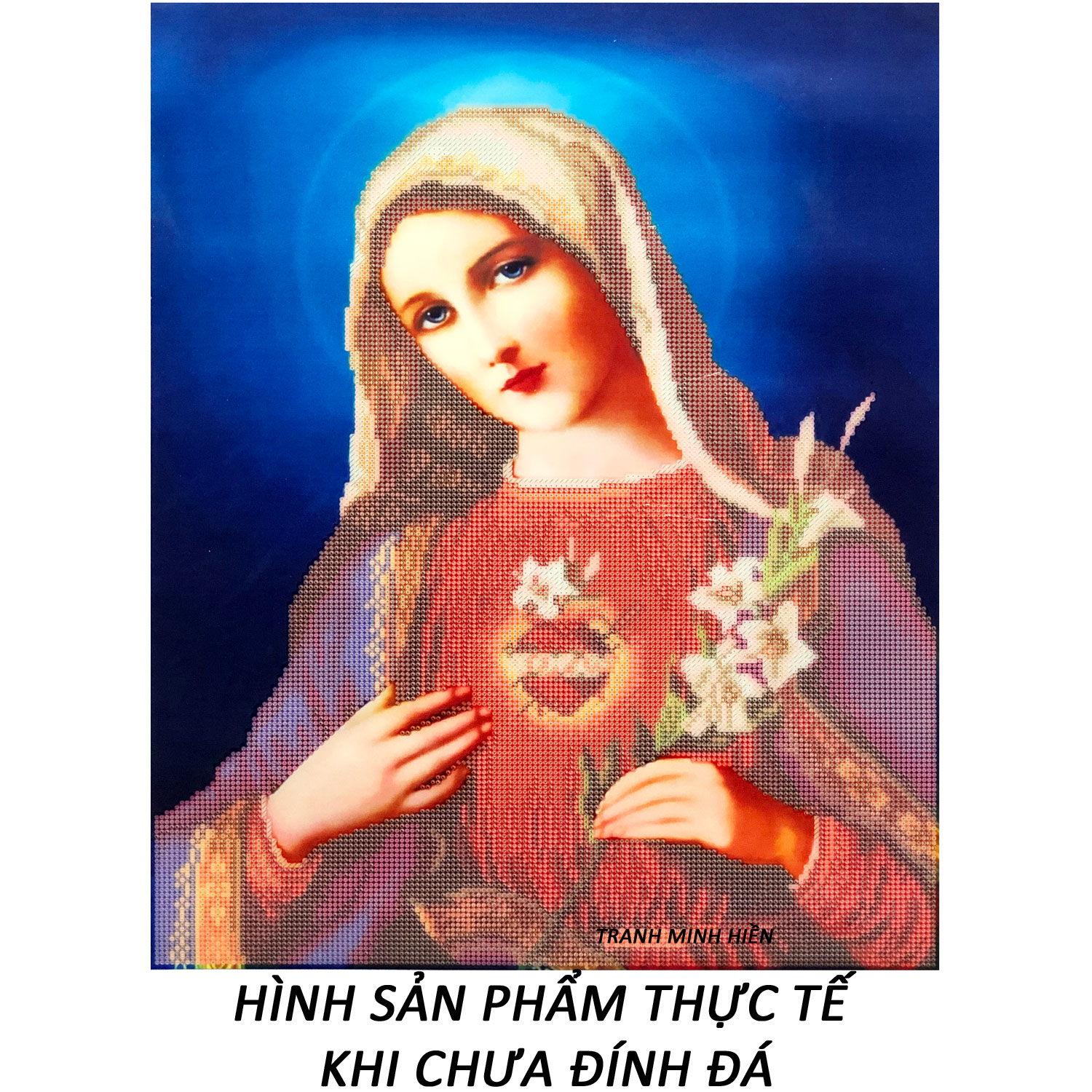 Tranh đính đá đức mẹ maria 23 - tranh minh hiền