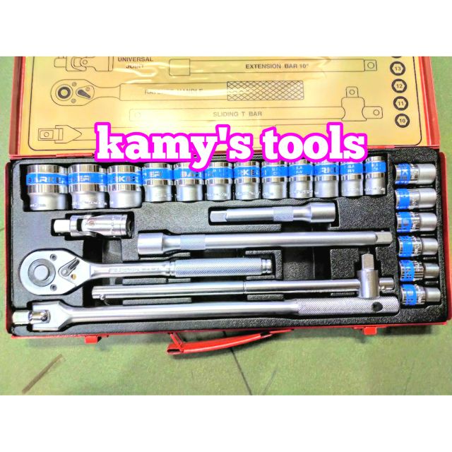 Bộ tuýp khẩu 25 chi tiết 1/2” barker hệ mét hệ inch