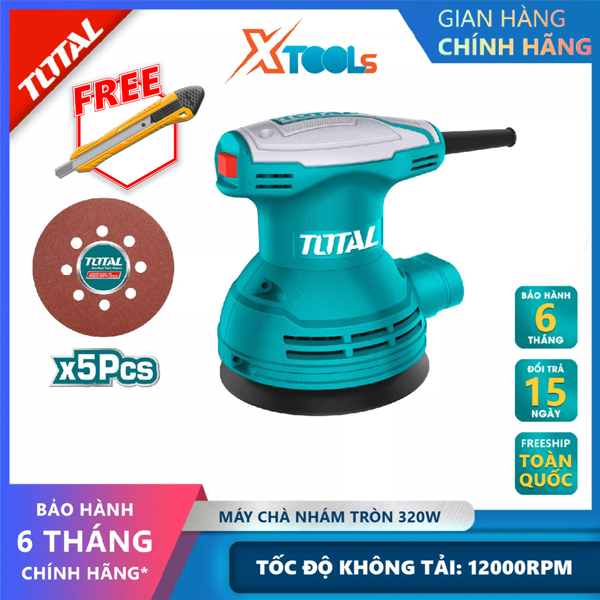 Total tf2031256 round sanding machine 320W no-load speed 12000rpm 125mm 220-240V xtools