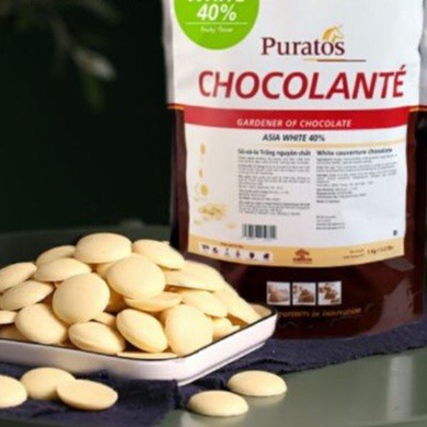 Socola nút trắng Puratos 40% bịch 1kg