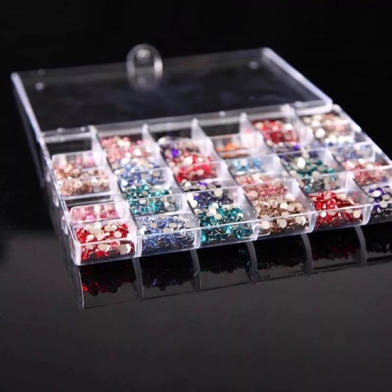 Khay đựng đá 24 ô mica đựng charm đá,phụ kiện trang trí móng