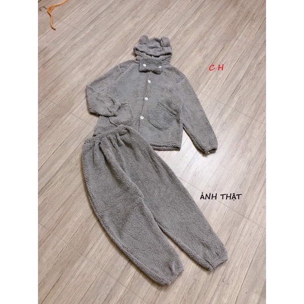 Bộ ngủ gấu lông kèm miếng đắp cổ CH12