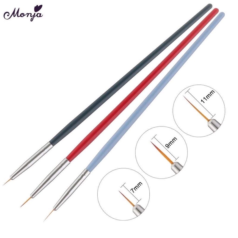 Set cọ nét 3 màu vẽ Nail đủ size