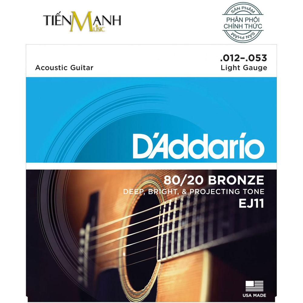 D'Addario EJ11 80/20 Bronze Acoustic Guitar Strings, Light, 12-53