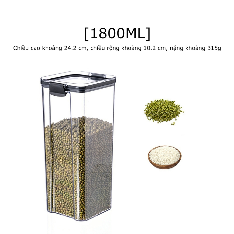 Daily use plastic food container, dry food kitchen storage jar, transparent cereal anti-moisture seal lid