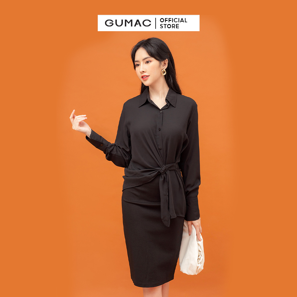 [15 - 17.5 | TẶNG QUÀ đơn từ 499K] Áo sơ mi nữ phối đai  mẫu mới GUMAC AB854