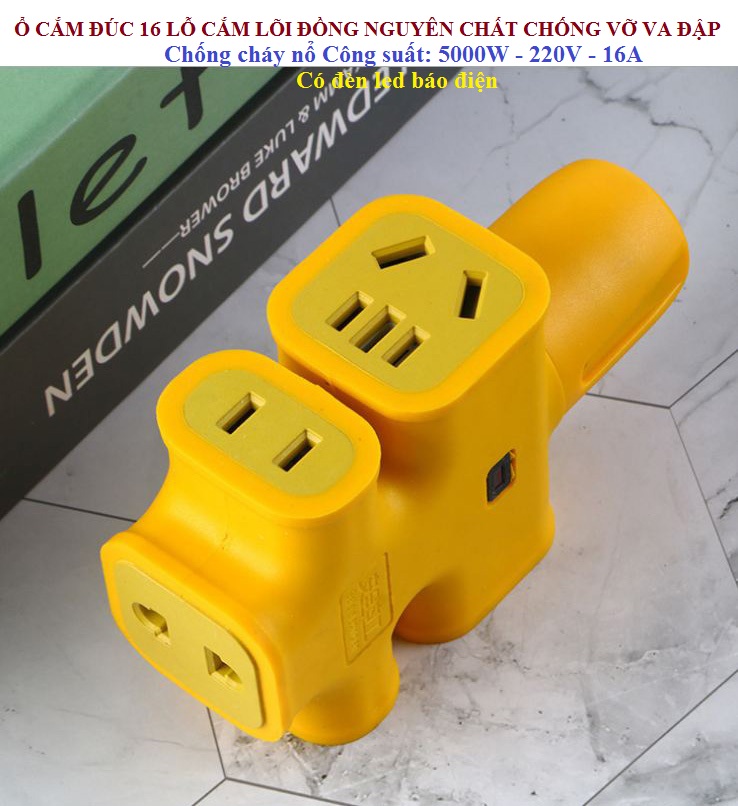Ổ cắm đúc không vỡ siêu bền 16 lỗ