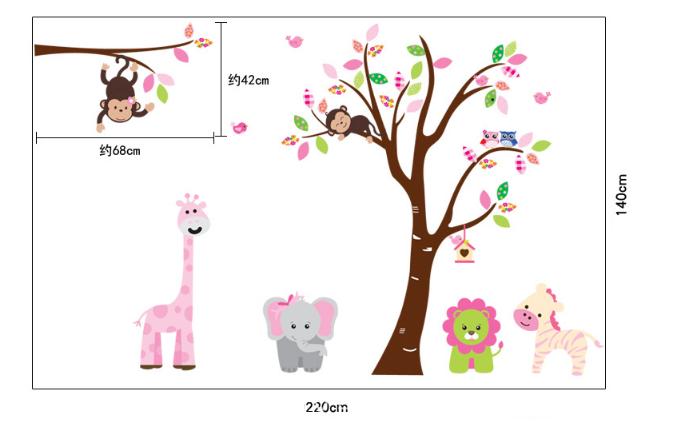 [HCM]Decal trang trí Thú và Cây hồng size lớn