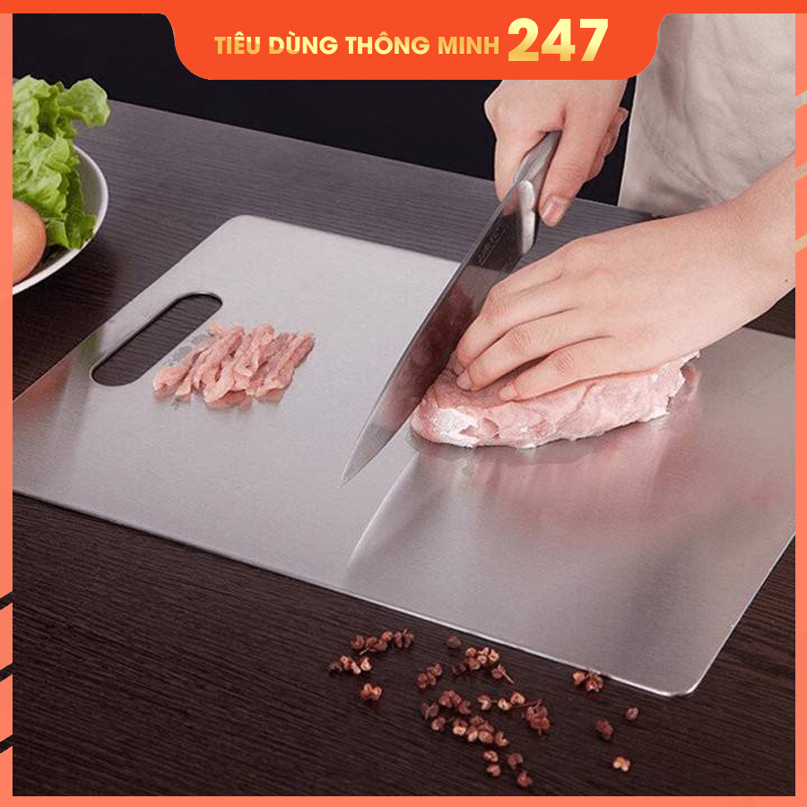 Thớt inox 304 hình chữ nhật kháng khuẩn - giã đông - chống rỉ sét 34.5x24