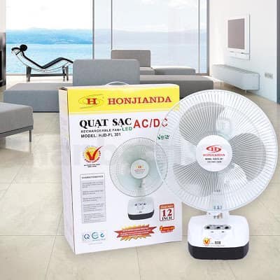 Quạt tích điện, quạt sạc  Honjianda 301 (2 bình) BH 6 tháng