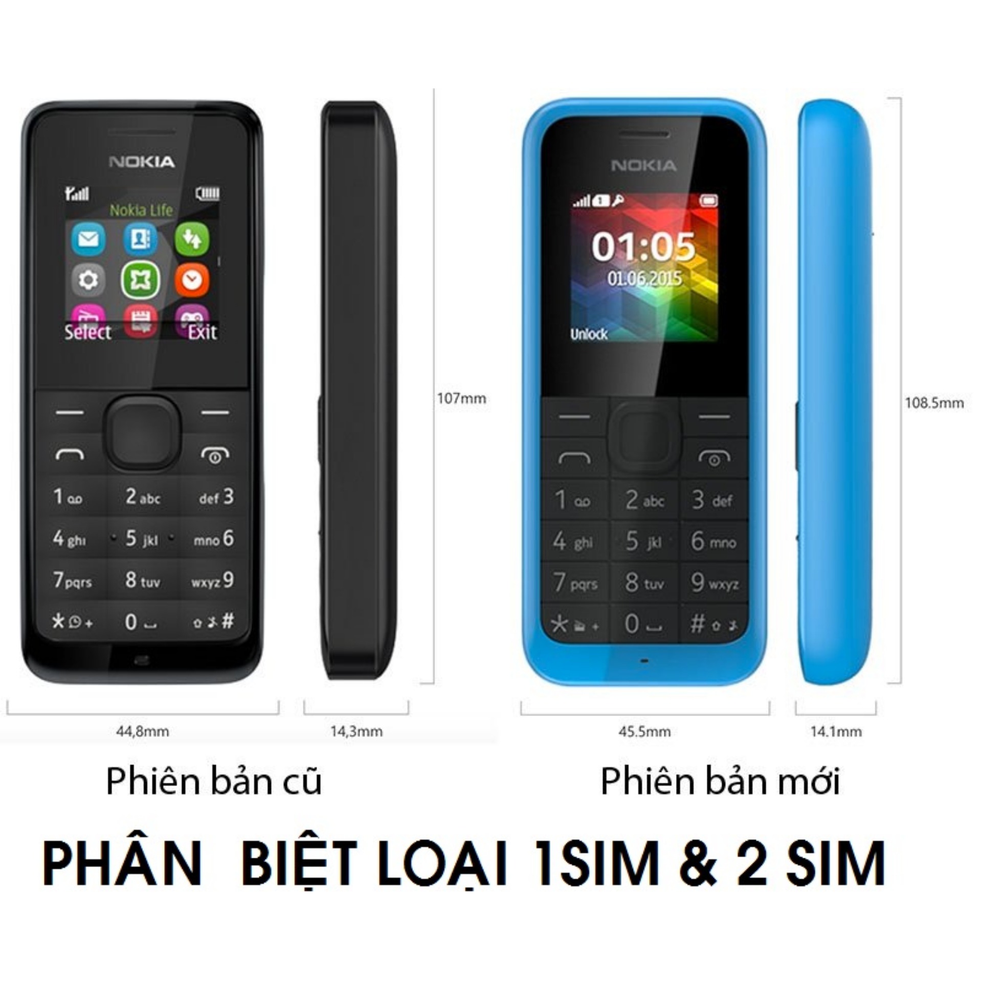TRỌN BỘ VỎ NOKI 105-LOẠI 2SIM (CÓ PHÍM, CÓ SƯỜN)