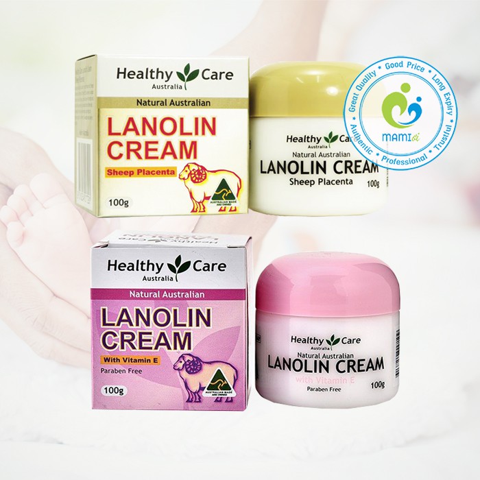 Kem dưỡng mỡ cừu (100g) cấp ẩm da cho mọi lứa tuổi Healthy Care Lanolin Cream Sheep Plancenta - Vitamin E, Úc