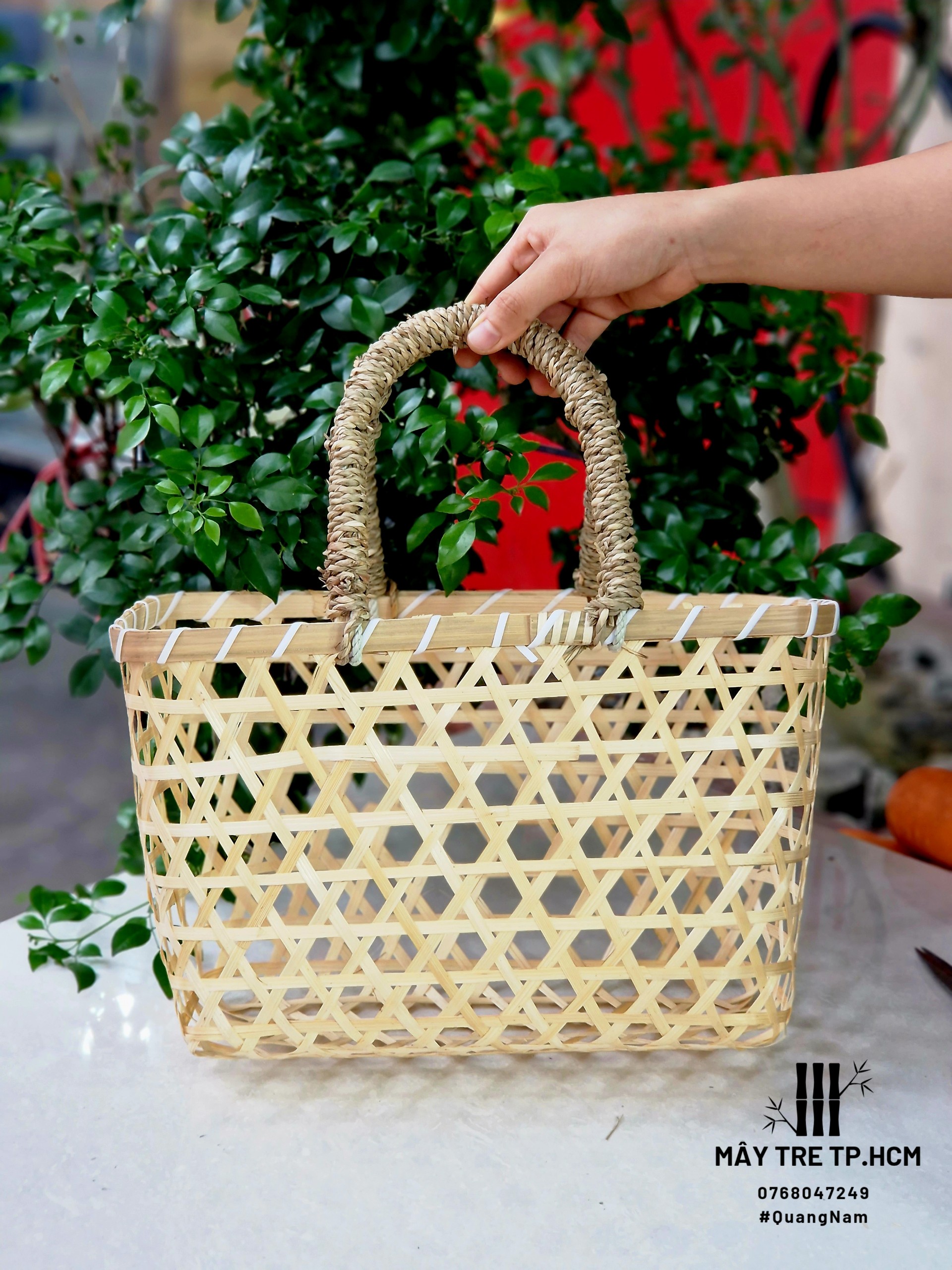 Giỏ cói mây tre đựng quà đựng trái cây