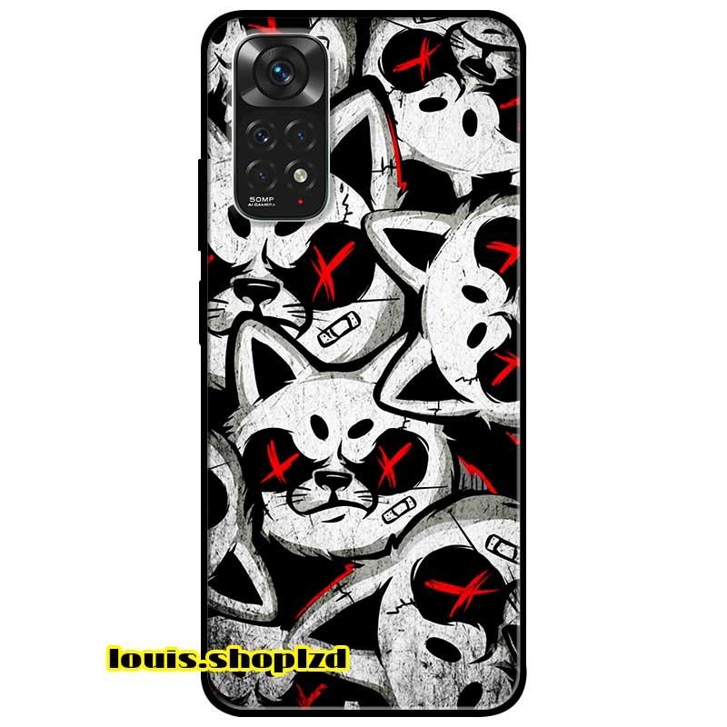 Ốp lưng dành cho xiaomi redmi note 11 4g mẫu mèo trắng đỏ dữ