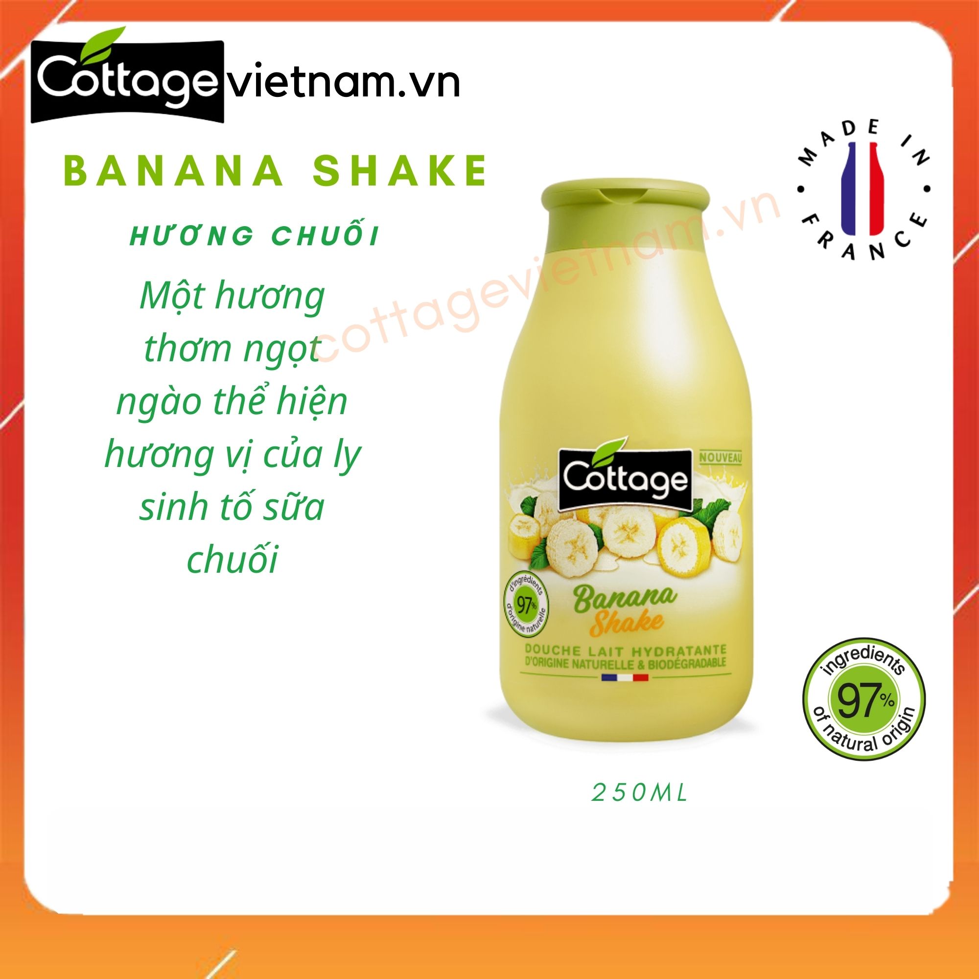 [Chai nhỏ 250ml-Đủ mùi]-Sữa tắm Cottage chính hãng của Pháp