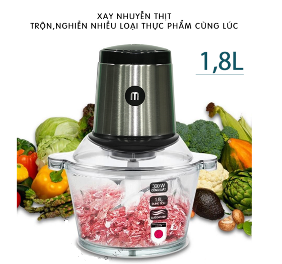 [HCM]Máy Xay Thực Phẩm Đa Năng Mishio MK-135 - Dung Tích 1.8L - Công Suất 300W - Xay Cua Cá Thực Phẩm Rau Củ Quả Sống Chín Đều Say Được Chỉ Với Một Nút Nhấn Dễ Vệ Sinh Cùng Phần Thân Động Cơ Làm Từ Thép Không Gỉ.