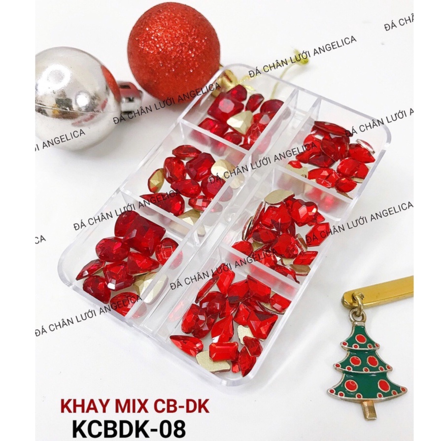 Khay 100 viên đá khổi mix đá chân bằng trang trí móng angelica kcbdk moon nail